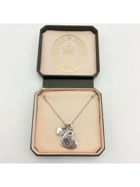 Y2K Juicy Couture Choose Juicy Double Heart Adjustable Necklace 16” in Box